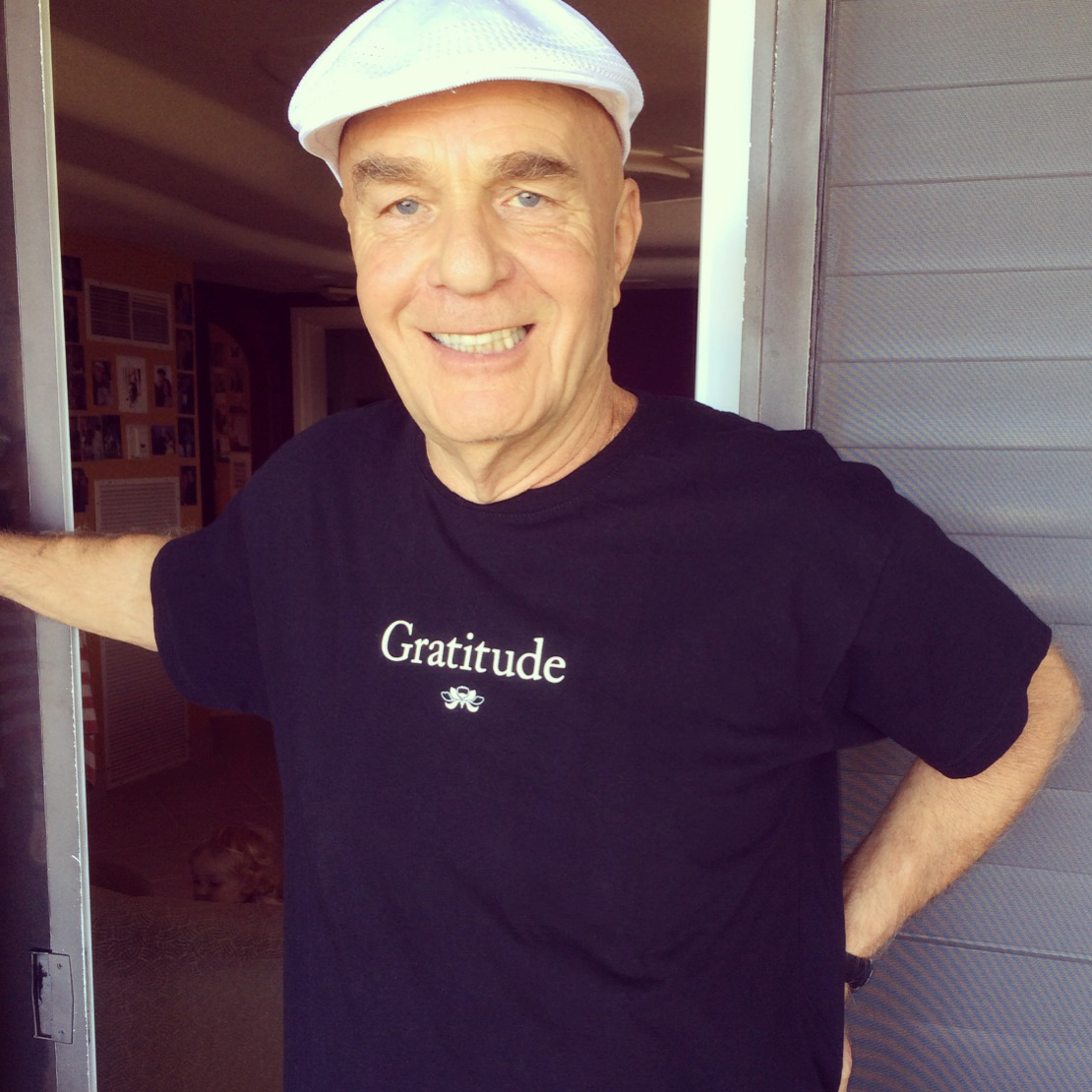 Wayne Dyer wearing Gratitude T-shirt